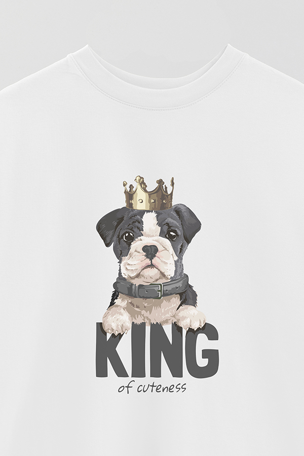 REMERA OVER ESTAMPADA DOG KING OF CUTENESS