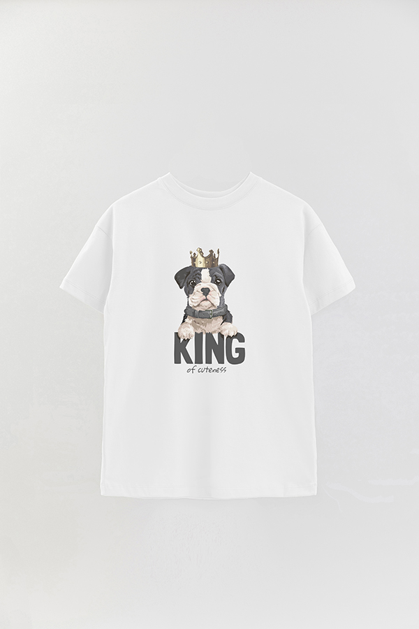 REMERA OVER ESTAMPADA DOG KING OF CUTENESS