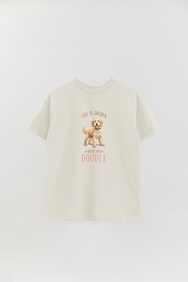 REMERA OVER ESTAMPADA DOG LIFE IS GOLDEN