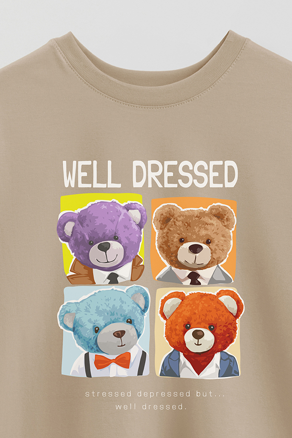 REMERA OVER ESTAMPADA UNISEX TEDDY WELL DRESSED