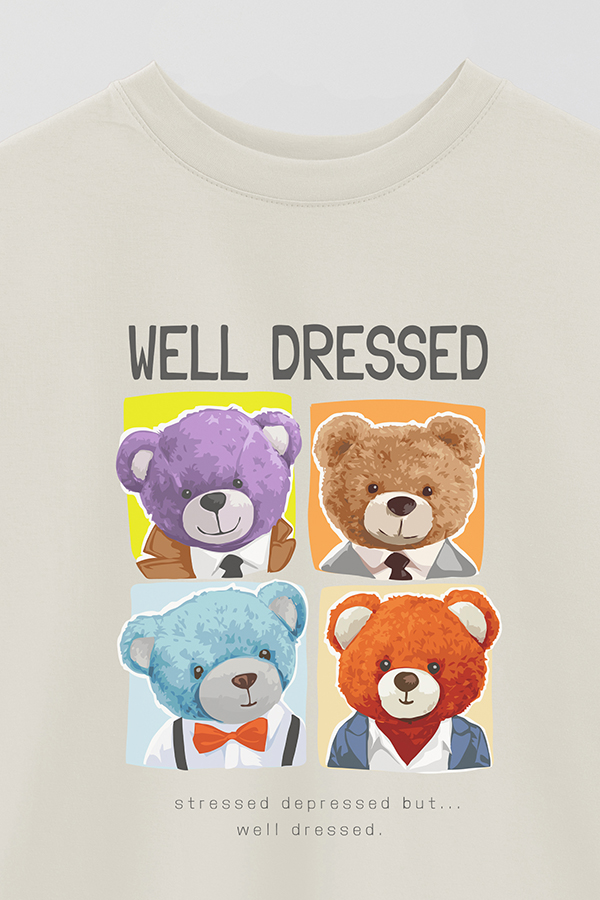 REMERA OVER ESTAMPADA UNISEX TEDDY WELL DRESSED