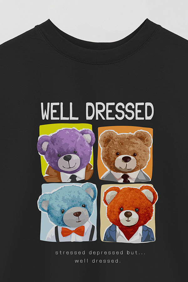 REMERA OVER ESTAMPADA UNISEX TEDDY WELL DRESSED