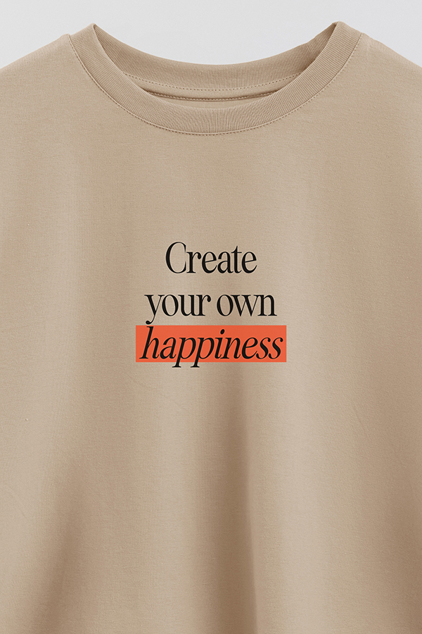 REMERA CROP ESTAMPADA CREATE YOUR OWN HAPPINESS