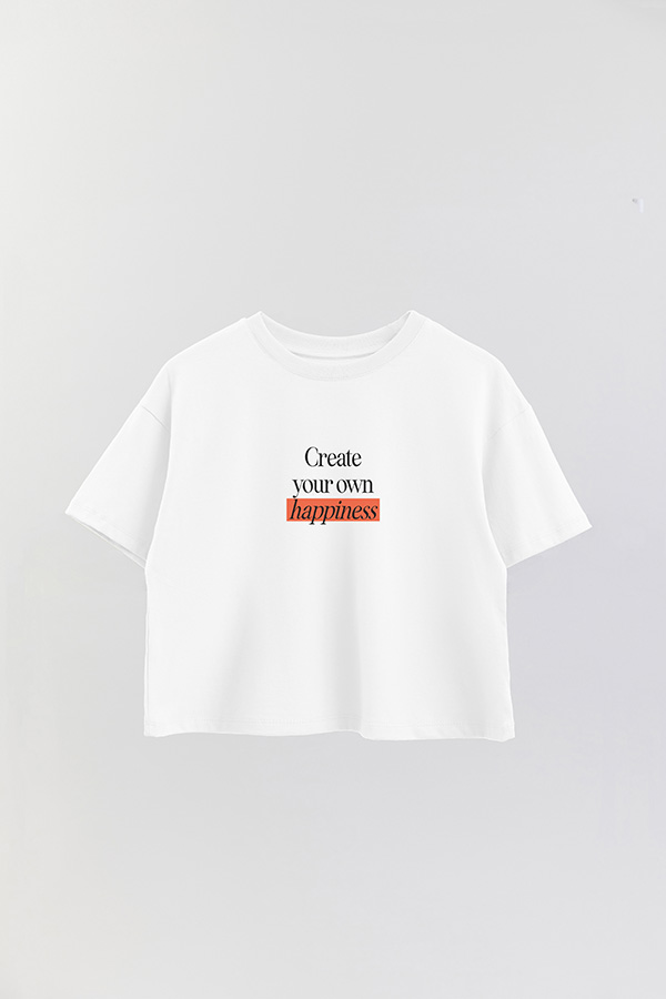REMERA CROP ESTAMPADA CREATE YOUR OWN HAPPINESS