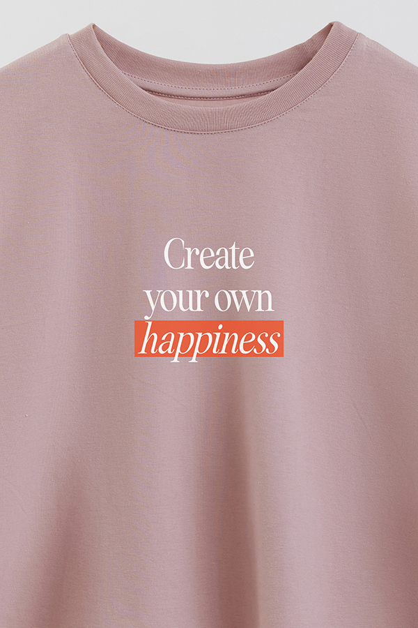 REMERA CROP ESTAMPADA CREATE YOUR OWN HAPPINESS