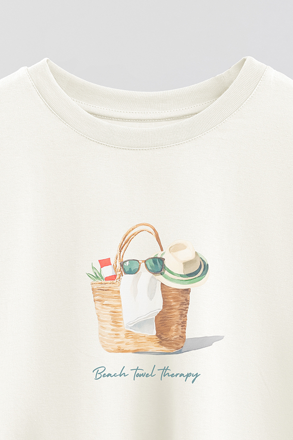 REMERA CROP ESTAMPADA COASTAL BEACH TOWEL