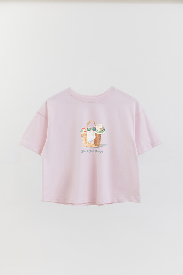 REMERA CROP ESTAMPADA COASTAL BEACH TOWEL