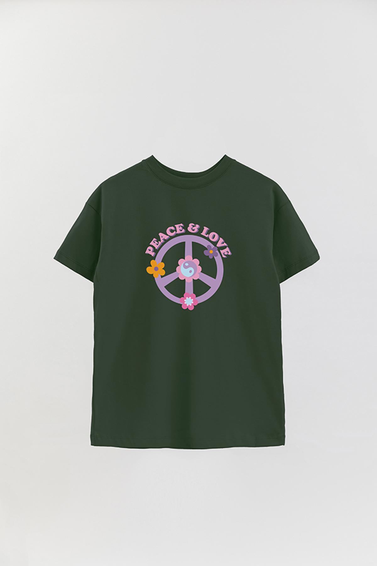 REMERA OVER ESTAMPADA LV2 PEACE AND LOVE