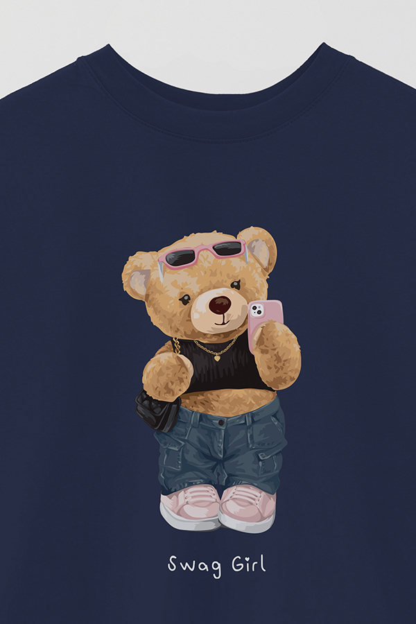 REMERA OVER ESTAMPADA UNISEX TEDDY SWAG GIRL