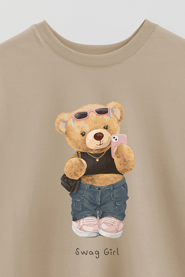 REMERA OVER ESTAMPADA UNISEX TEDDY SWAG GIRL