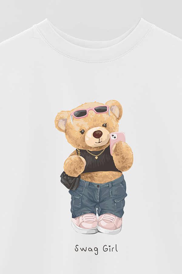 REMERA OVER ESTAMPADA UNISEX TEDDY SWAG GIRL