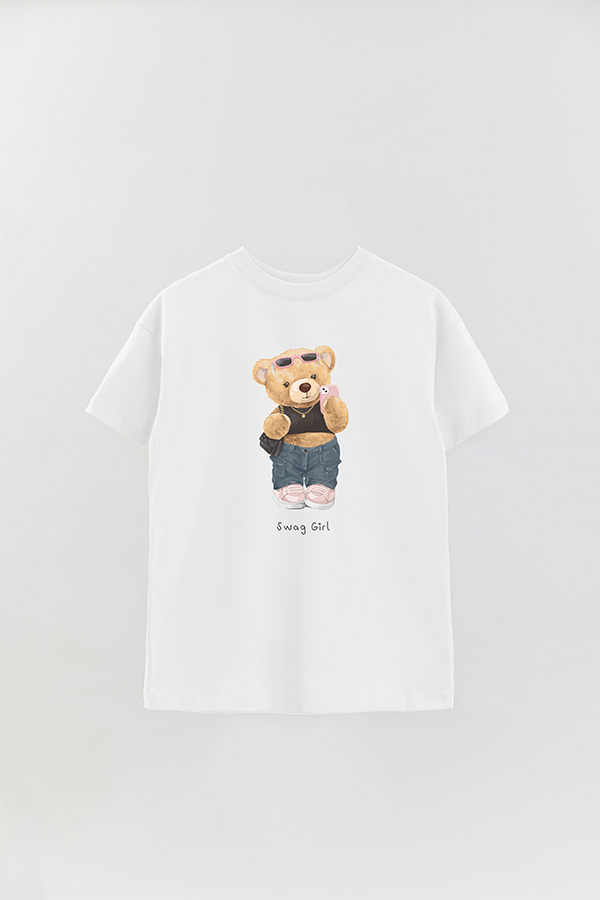 REMERA OVER ESTAMPADA UNISEX TEDDY SWAG GIRL