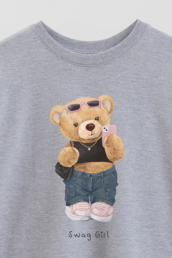 REMERA OVER ESTAMPADA UNISEX TEDDY SWAG GIRL