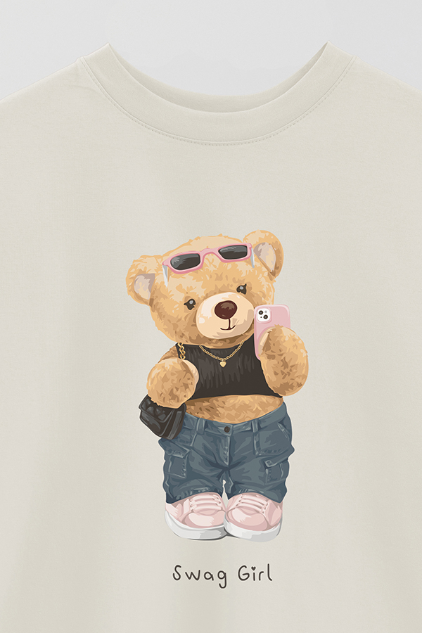 REMERA OVER ESTAMPADA UNISEX TEDDY SWAG GIRL