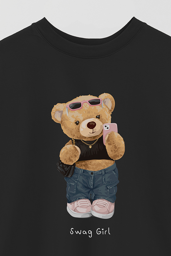 REMERA OVER ESTAMPADA UNISEX TEDDY SWAG GIRL