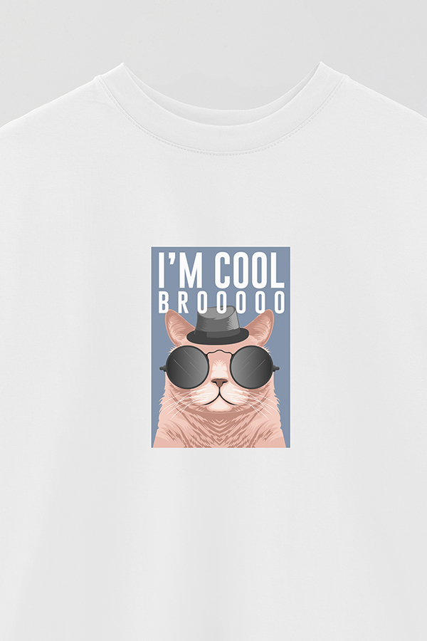 REMERA OVER ESTAMPADA CAT I'M COOL BRO