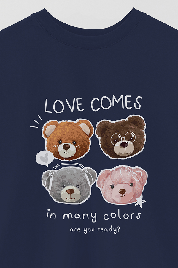 REMERA OVER ESTAMPADA UNISEX TEDDY LOVE COMES