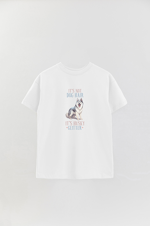 REMERA OVER ESTAMPADA DOG HUSKY GLITTER