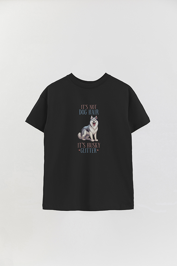 REMERA OVER ESTAMPADA DOG HUSKY GLITTER