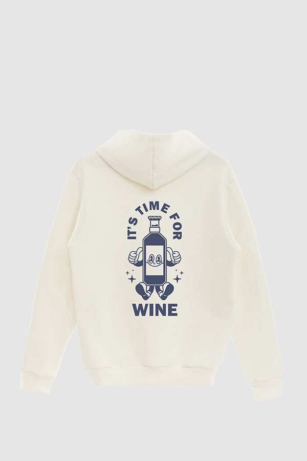 BUZO HOODIE ESTAMPADO CARTOON ILLUSTRATION IT'S TIME FOR WINE