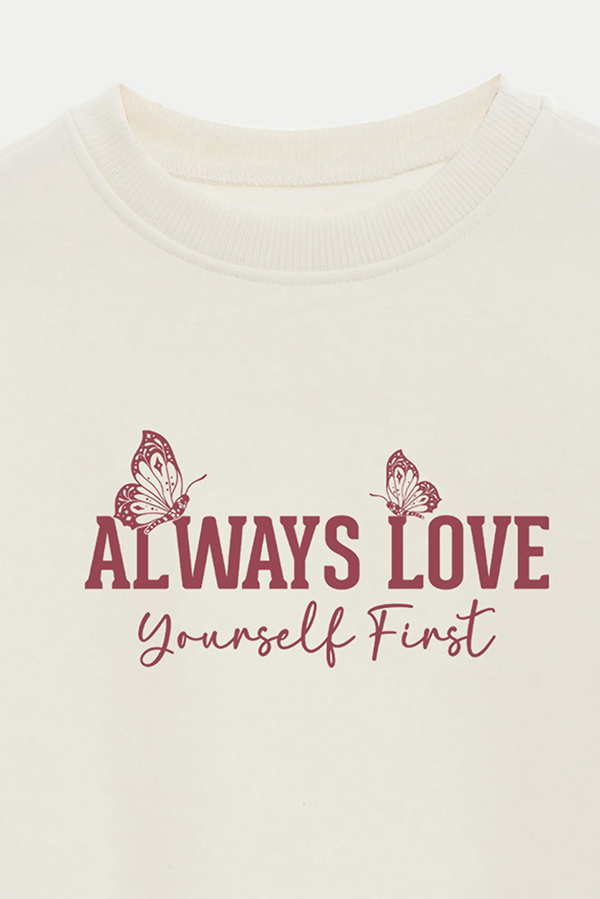 BUZO CROP FRISA ESTAMPADO MINIMAL LOVE ALWAYS LOVE