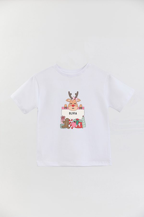 REMERA BASICA ESTAMPADA CHRISTMAS TAG PERSONALIZADA