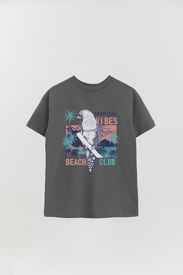 REMERA OVER ESTAMPADA TROPICAL VIBES