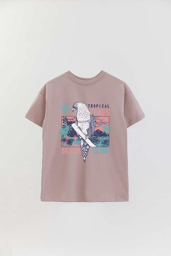 REMERA OVER ESTAMPADA TROPICAL VIBES
