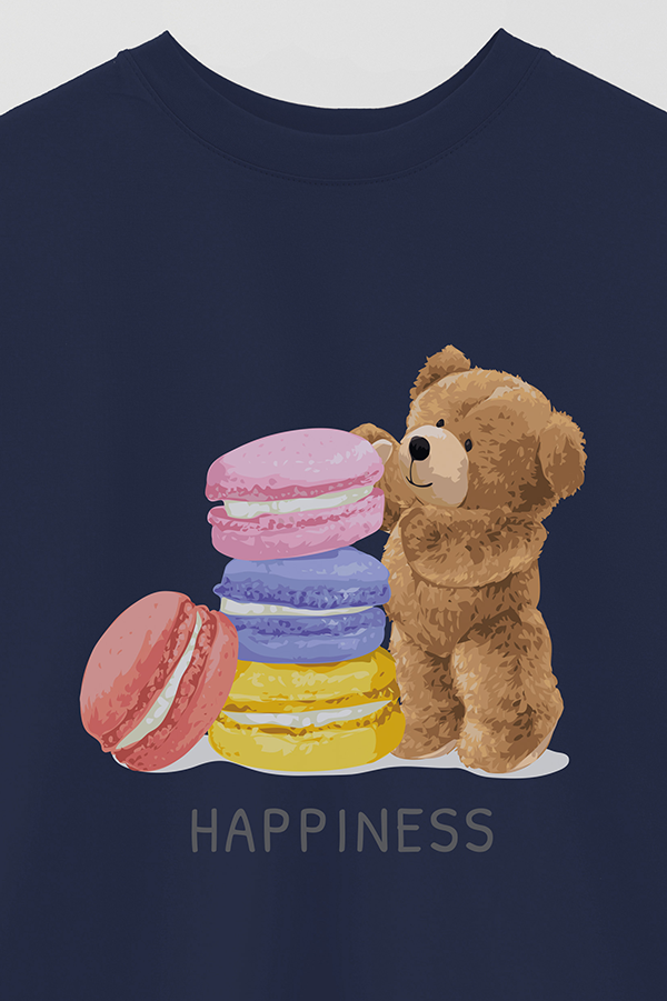 REMERA OVER ESTAMPADA UNISEX TEDDY MACARRON