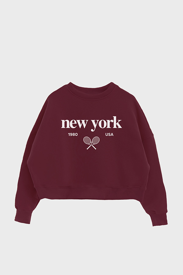 BUZO CROP ESTAMPADO VARSITY NEW YORK 1980