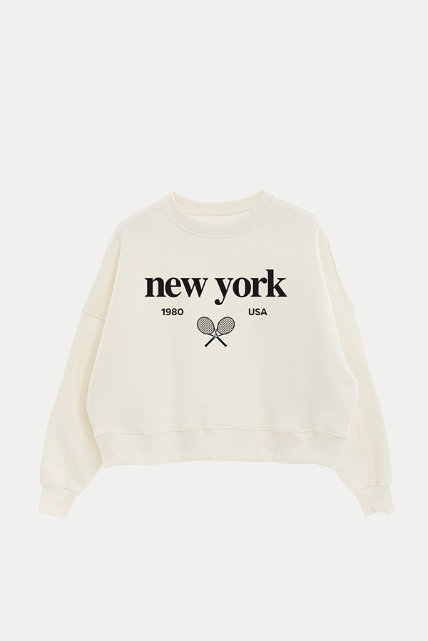 BUZO CROP ESTAMPADO VARSITY NEW YORK 1980