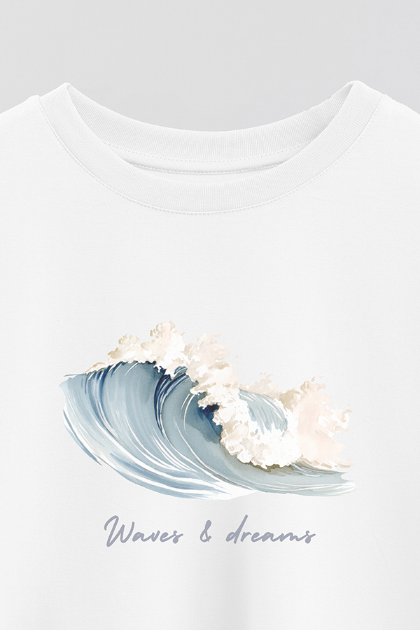 REMERA CROP ESTAMPADA COASTAL WAVES AND DREAMS