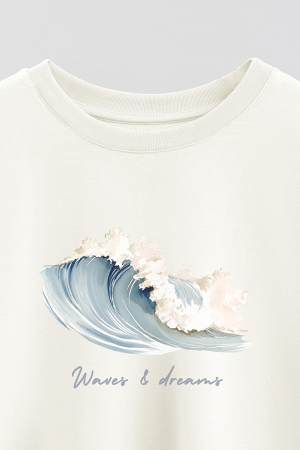 REMERA CROP ESTAMPADA COASTAL WAVES AND DREAMS