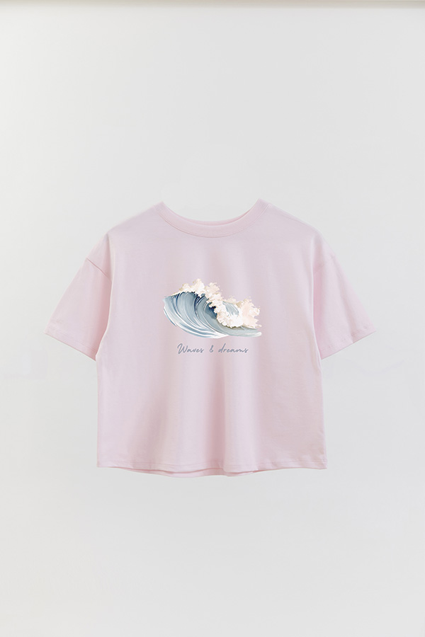 REMERA CROP ESTAMPADA COASTAL WAVES AND DREAMS