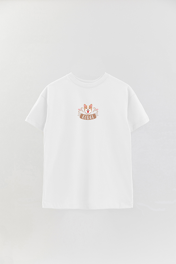 REMERA OVER ESTAMPADA DOG CORGI PUPPY