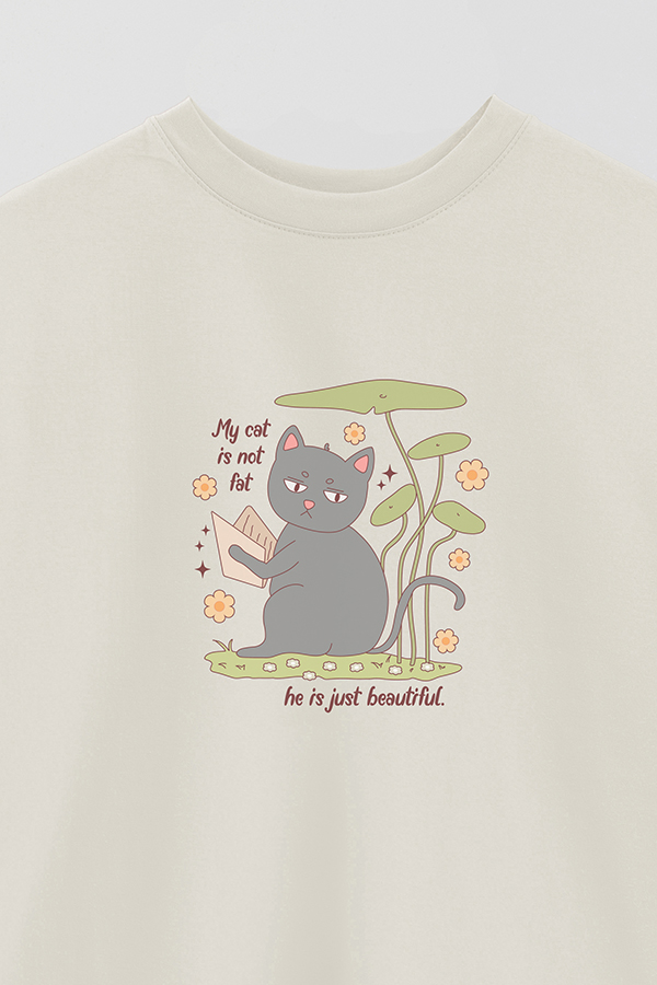 REMERA OVER ESTAMPADA CAT MY CAT IS NOT FAT