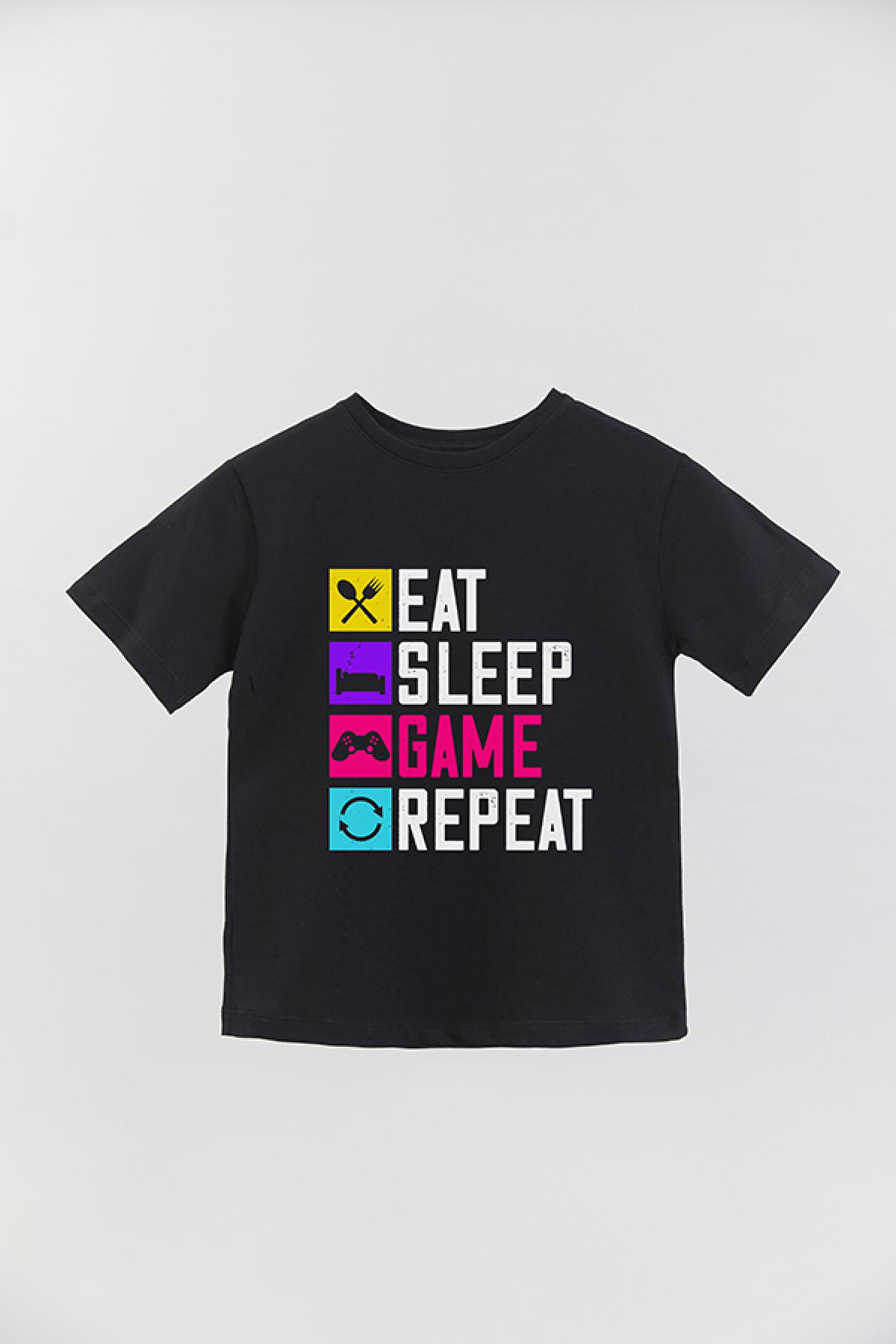 REMERA BASIC BOY GM EAT SLEEP GAME REPEAT NEON