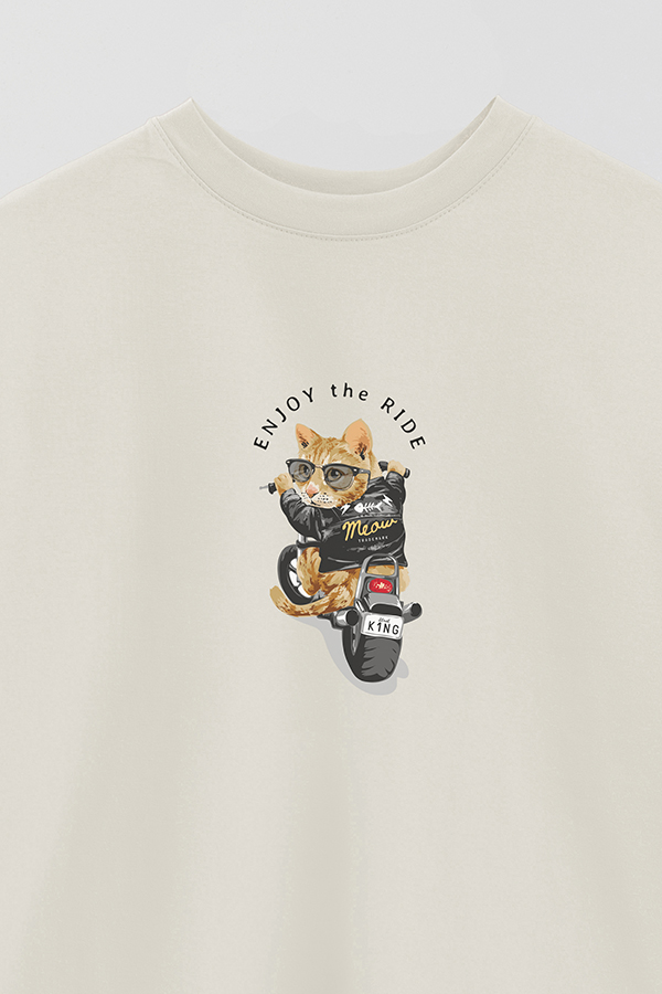 REMERA OVER ESTAMPADA CAT ENJOY THE RIDE