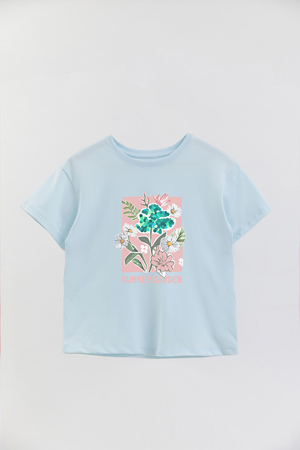 REMERA GIRL OVER SUMMER GARDEN