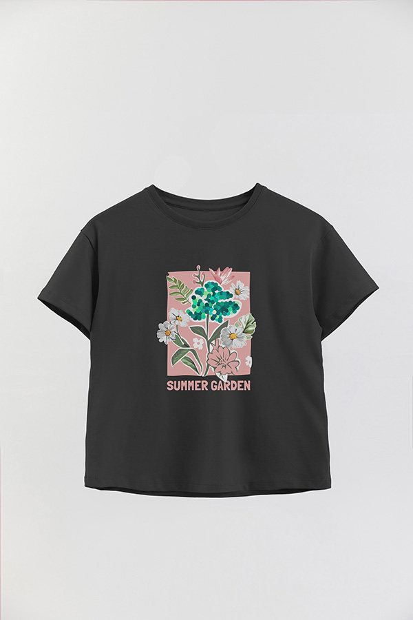 REMERA GIRL OVER SUMMER GARDEN