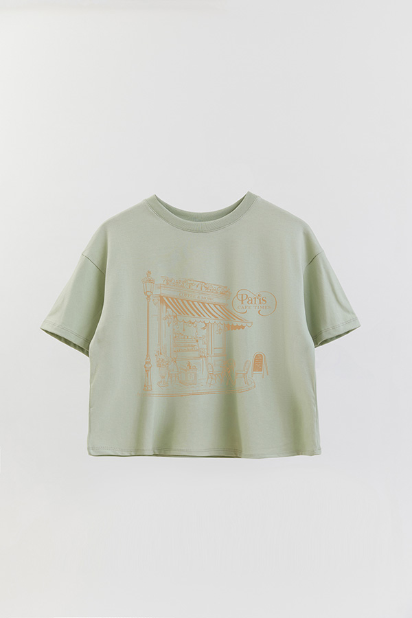 REMERA CROP ESTAMPADA CAFE TIME