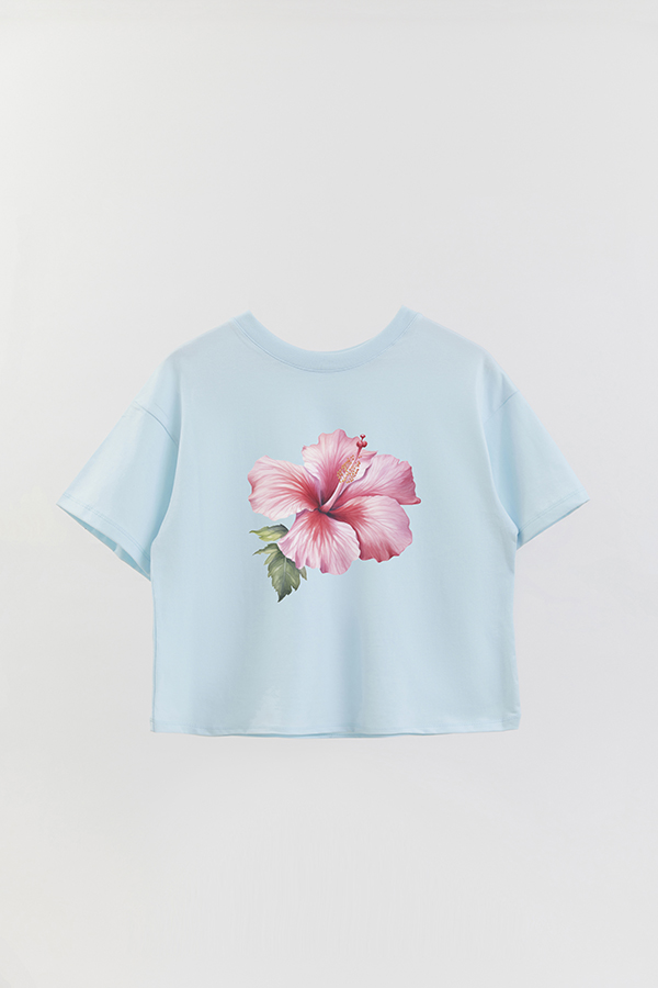 REMERA CROP ESTAMPADA HIBISCUS 1