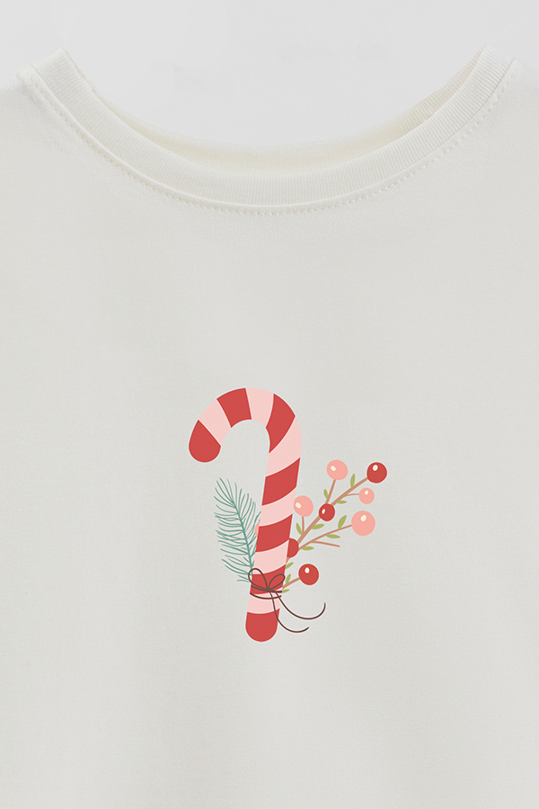 REMERA BASICA ESTAMPADA PASTEL CHRISTMAS CANDY