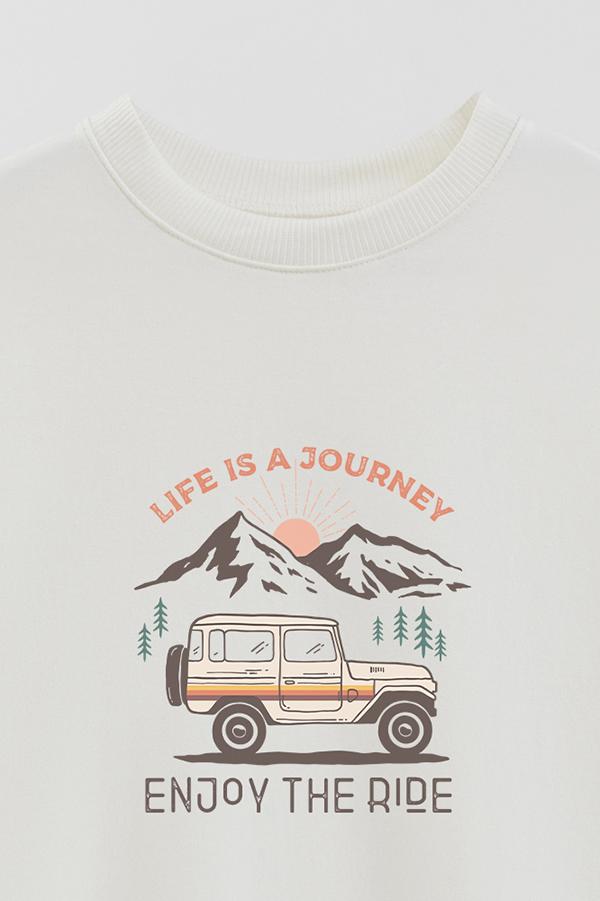 BUZO CREWNECK ESTAMPADO LIFE IS JOURNEY