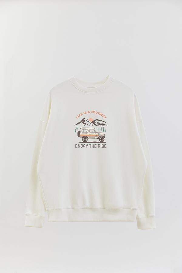 BUZO CREWNECK ESTAMPADO LIFE IS JOURNEY