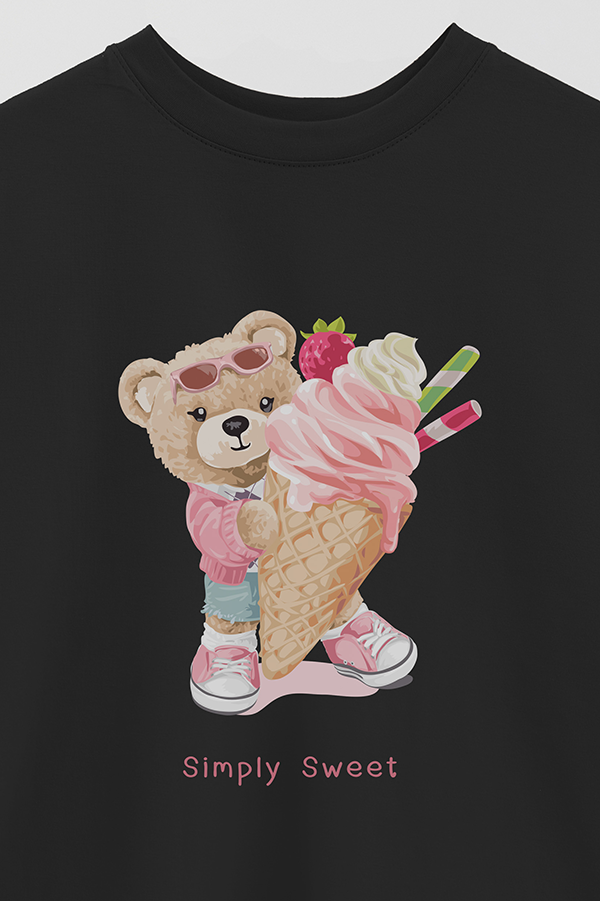 REMERA OVER ESTAMPADA UNISEX TEDDY SIMPLY SWEET