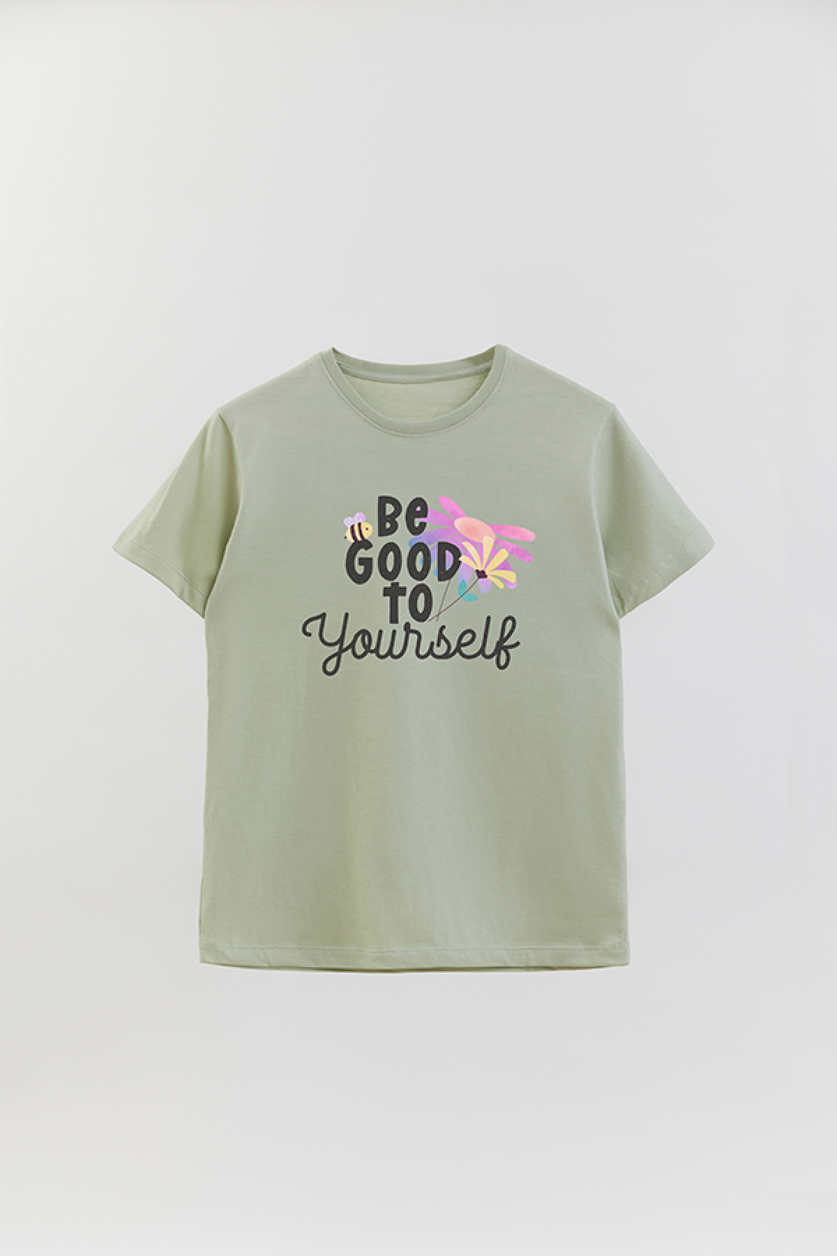 REMERA BASICA ESTAMPADA FLO BE GOOD TO YOURSELF