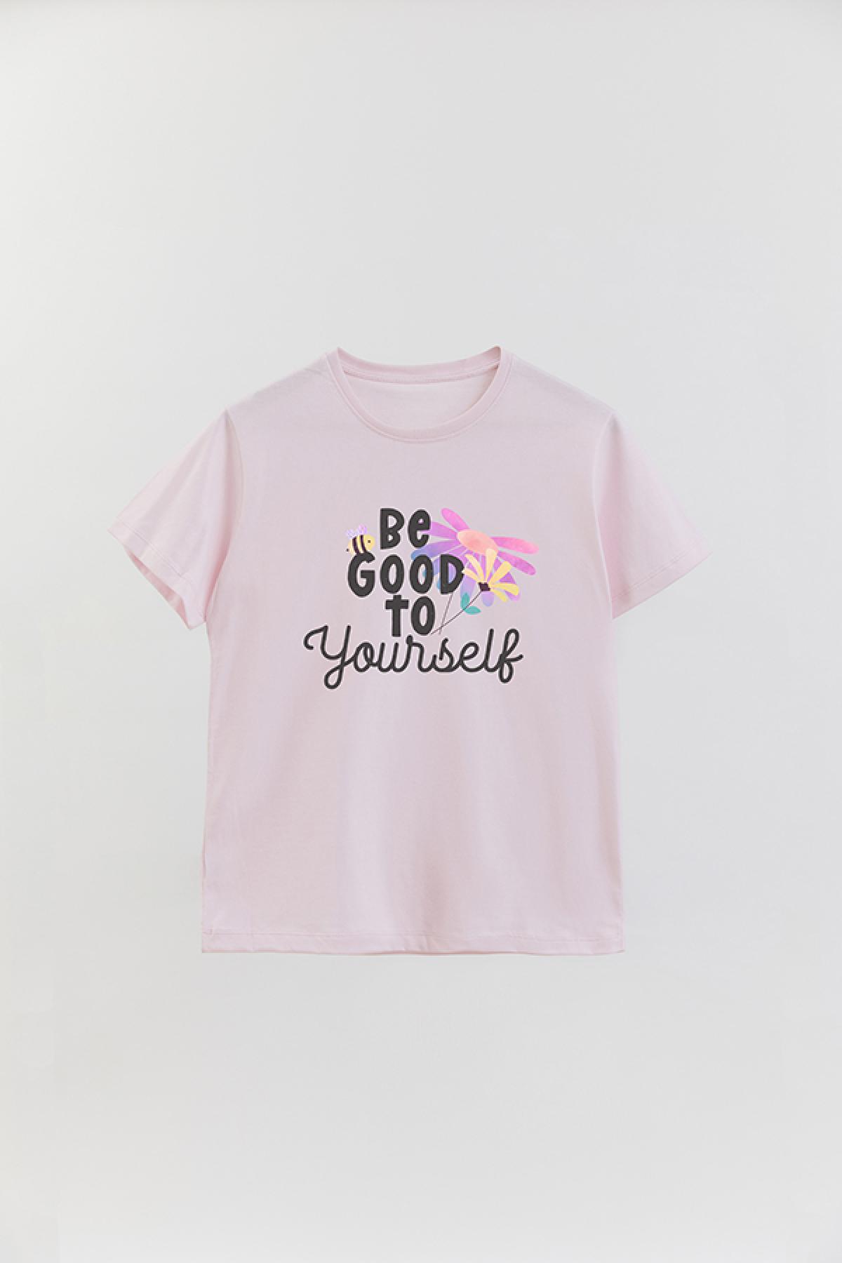 REMERA BASICA ESTAMPADA FLO BE GOOD TO YOURSELF