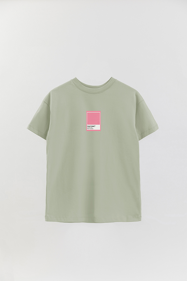 REMERA OVER ESTAMPADA PANTONE PINK CARNATION