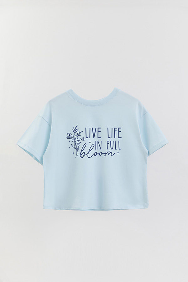 REMERA CROP ESTAMPADA BL LIVE LIFE
